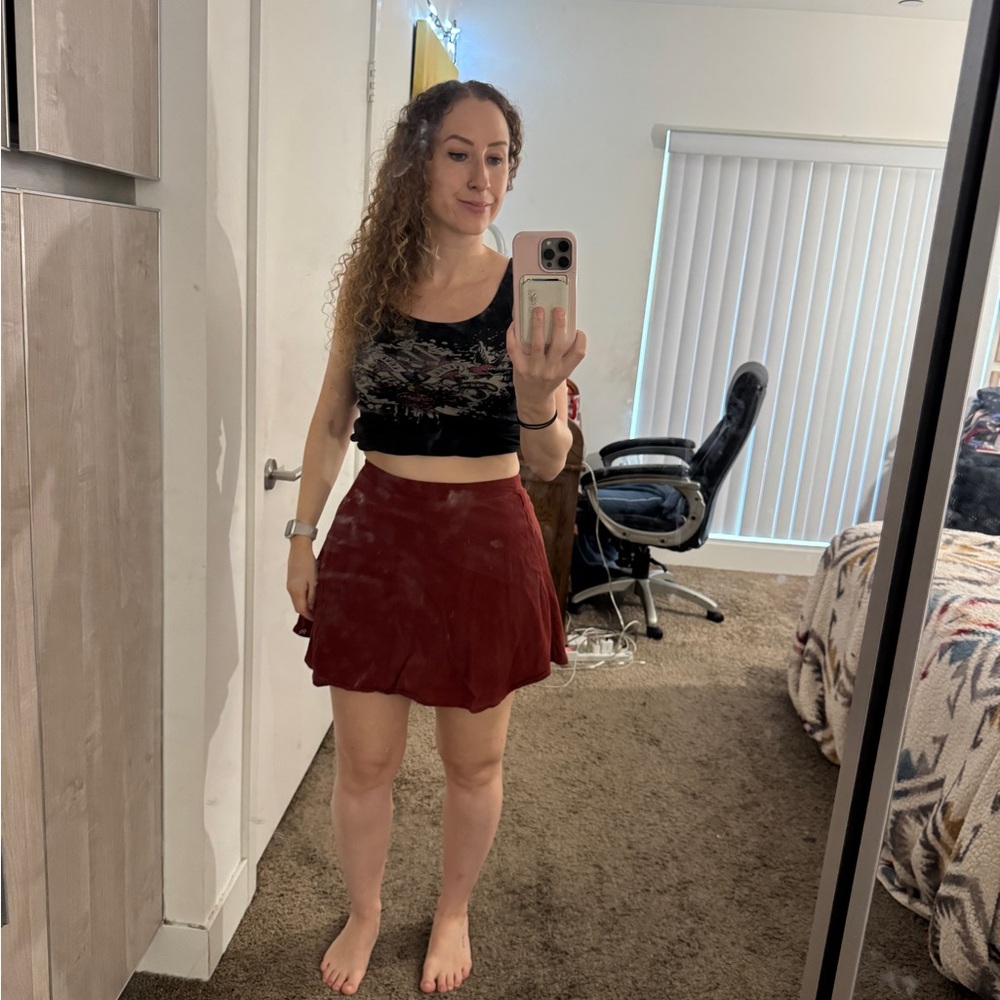 Forever 21 Burgundy Skater Skirt